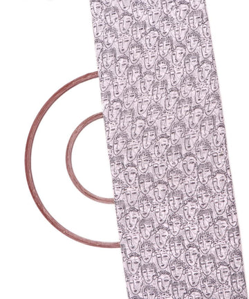 white colour object print georgette fabric